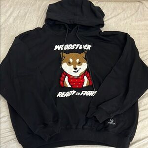 Oversized Black Hoodie with Dog Graphic